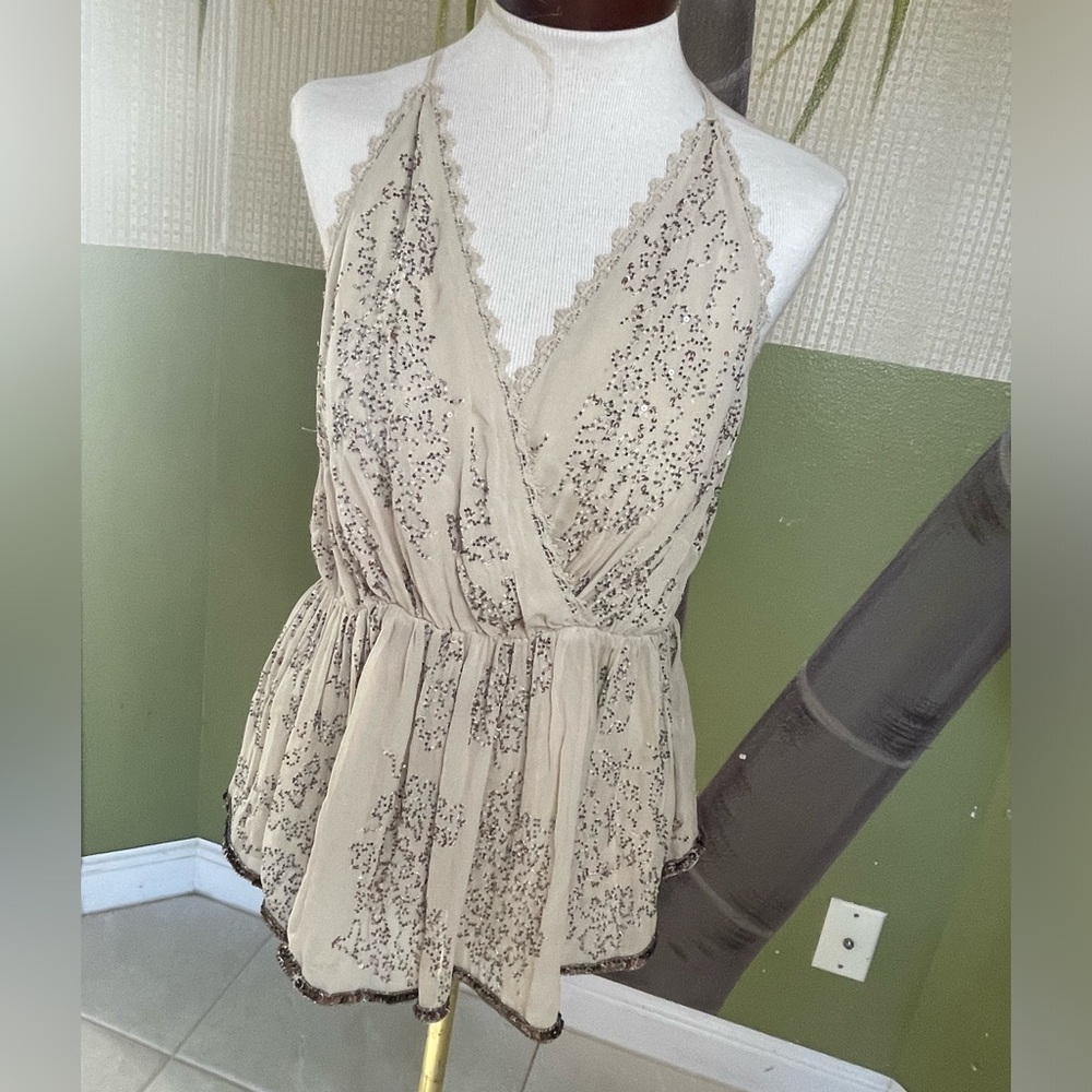 Free People beaded sequin embellished top Size S
